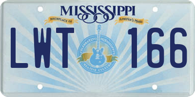 MS license plate LWT166