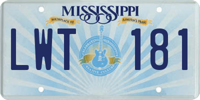 MS license plate LWT181