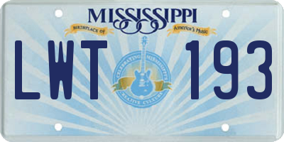 MS license plate LWT193