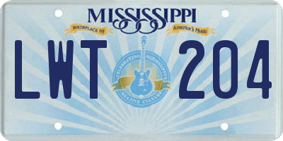 MS license plate LWT204