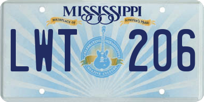 MS license plate LWT206