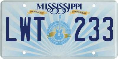 MS license plate LWT233