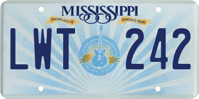 MS license plate LWT242