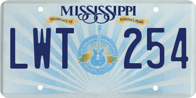 MS license plate LWT254