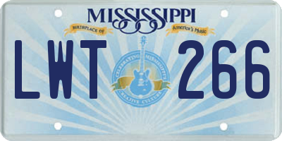 MS license plate LWT266