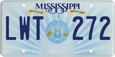 MS license plate LWT272