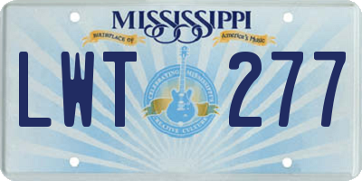 MS license plate LWT277