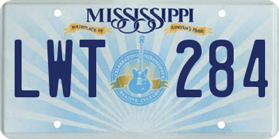 MS license plate LWT284