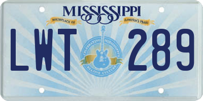 MS license plate LWT289