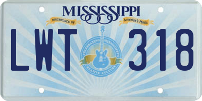 MS license plate LWT318
