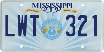 MS license plate LWT321