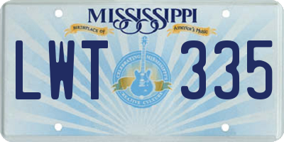 MS license plate LWT335