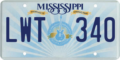 MS license plate LWT340