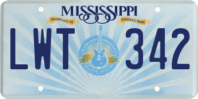MS license plate LWT342