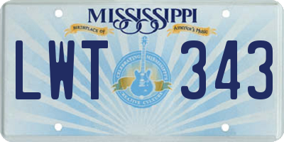 MS license plate LWT343