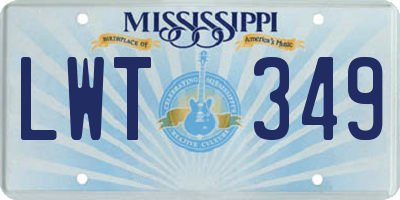 MS license plate LWT349