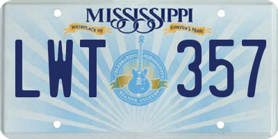 MS license plate LWT357
