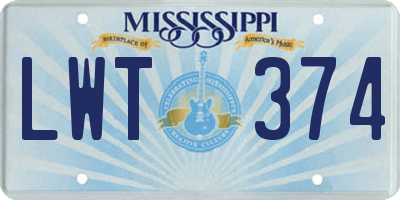 MS license plate LWT374