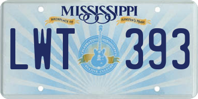 MS license plate LWT393