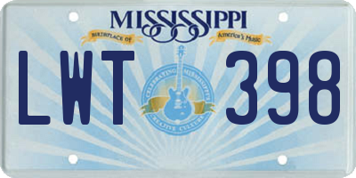 MS license plate LWT398