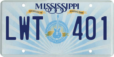 MS license plate LWT401