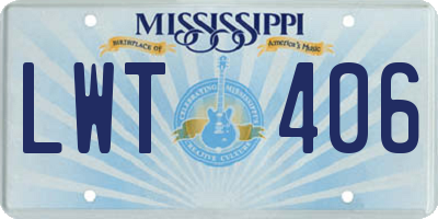 MS license plate LWT406
