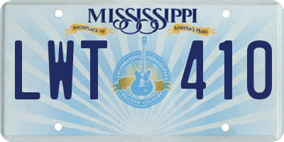 MS license plate LWT410