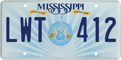 MS license plate LWT412