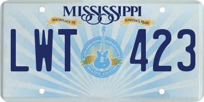 MS license plate LWT423