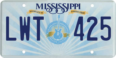 MS license plate LWT425