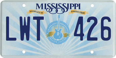 MS license plate LWT426