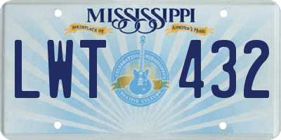 MS license plate LWT432