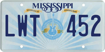 MS license plate LWT452