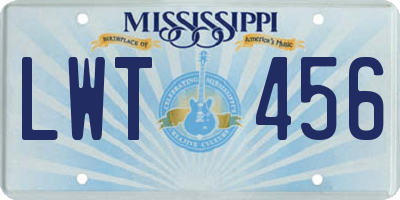 MS license plate LWT456