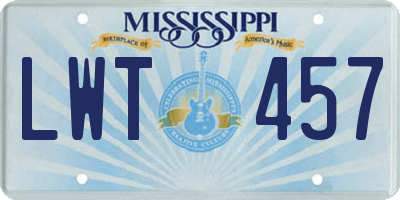 MS license plate LWT457