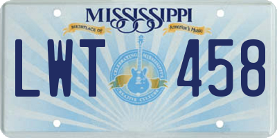 MS license plate LWT458