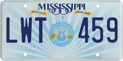 MS license plate LWT459