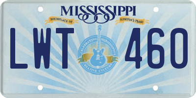 MS license plate LWT460