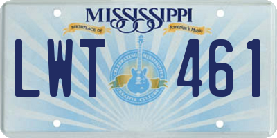 MS license plate LWT461