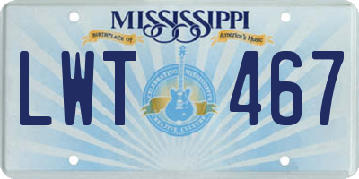 MS license plate LWT467