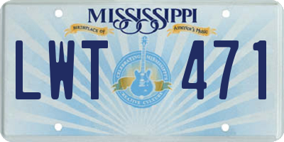 MS license plate LWT471
