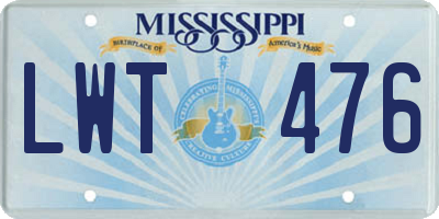 MS license plate LWT476