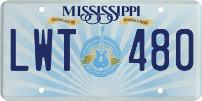 MS license plate LWT480