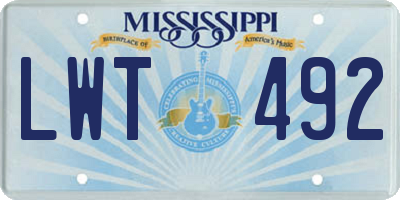 MS license plate LWT492