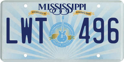 MS license plate LWT496