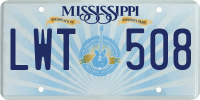 MS license plate LWT508