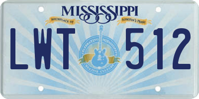 MS license plate LWT512
