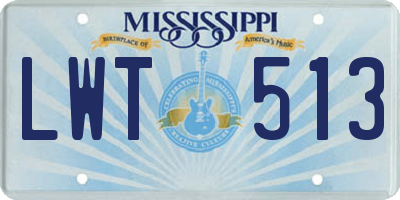 MS license plate LWT513