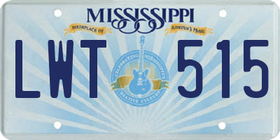MS license plate LWT515