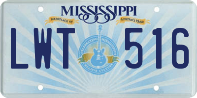 MS license plate LWT516